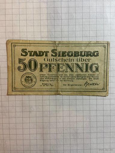 50 пфеннингов (нотгельды) г. Германия.