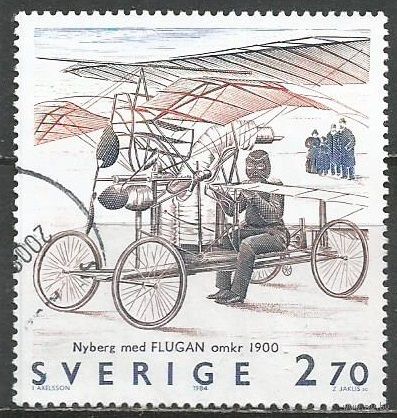 Швеция. Пилот К.Д.Ниберг и его самолёт. 1984г. Mi#1304.