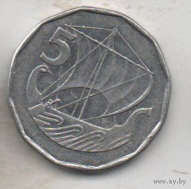 КИПРСКАЯ РЕСПУБЛИКА. 5 МИЛЕЙ 1982. КОРАБЛЬ ПАРУСНИК