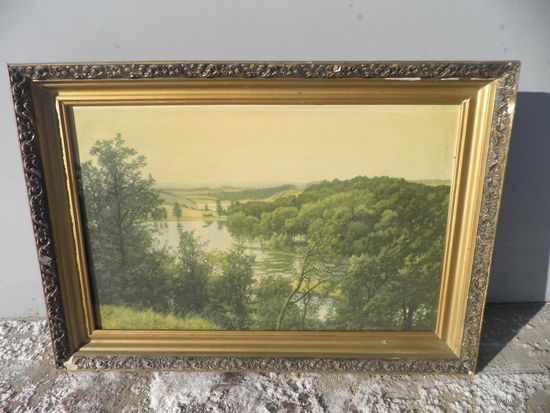 Картина Вид с горы репродукция на ткани 70-е г.С рубля.