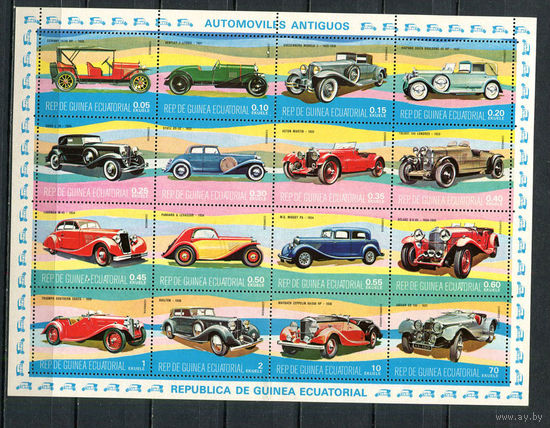 Экваториальная Гвинея - 1977 - Автомобили - сцепка - (хранился в сложенном виде) - [Mi. 1095-1110] - полная серия - 16 марок. MNH.  (Лот 99GM)-T2P35