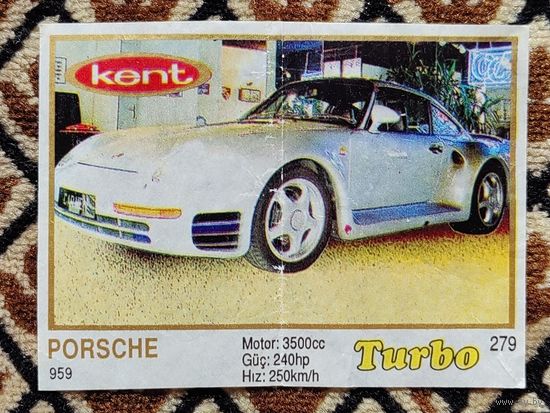Вкладыш Turbo (Турбо) 5 серия (261-330, Yellow, золотая толстая рамка), номер 279, Porsche 959. #2. Возможен небольшой торг.
