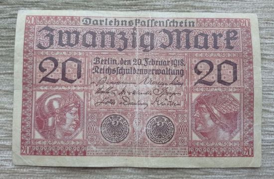 Werty71 Германия 20 марок 1918 банкнота