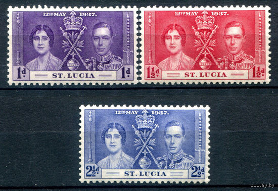 Британские колонии - Сент-Люсия - 1937г. - коронация короля Георга VI и королевы Елизаветы - 3 марки - полная серия, MLH [Mi 96-98]. #2-Bc-136-A-2
