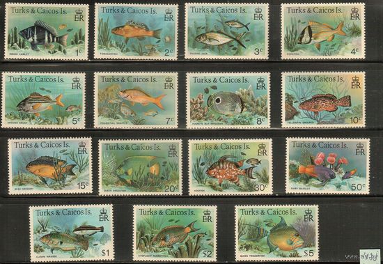Тёркс и Кайкос-1978(Мих.405I-419I) , **  ,  Морская  Фауна ,  Рыбы(полная серия)