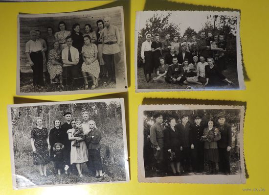Фото "Групповые портреты", 1940-1950-е гг., 4 шт.