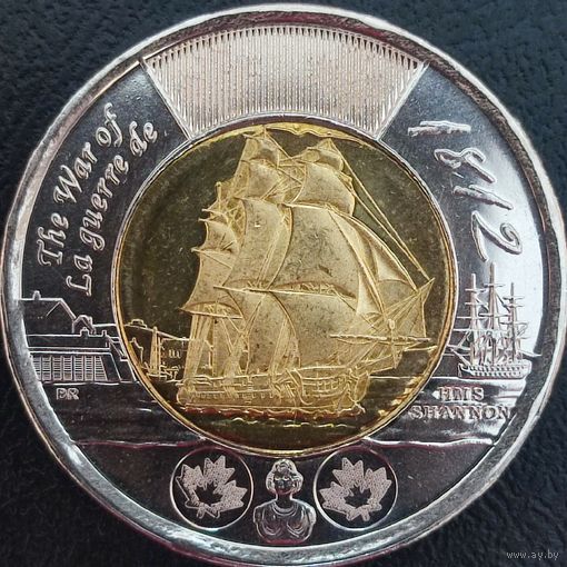 Канада 2 доллара 2012 Война 1812 года 200 лет Корабль Фрегат Шеннон