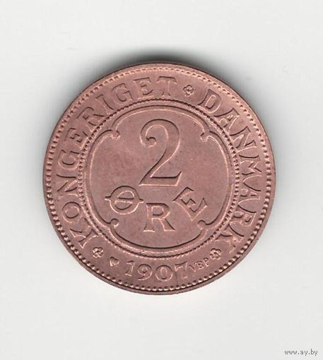 Дания 2 эре 1907 года. Состояние aUNC!