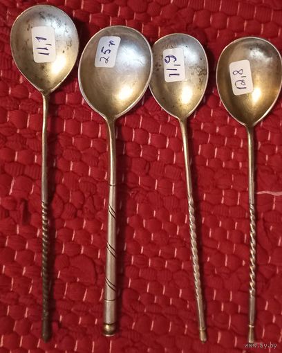 Царизм  ложечки  чайные  84 проба,позолота  62г
