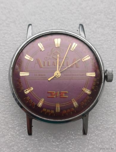 Все лоты с 1р.Редкие Atlantik Луч позолоченный механизм тикают