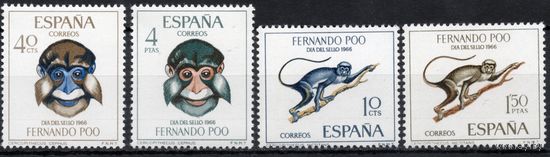 Испанская колония Фернандо По 1966. Фауна. Обезьяны. 4 марки Mi 247-250