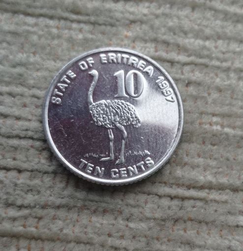 Werty71 Эритрея 10 центов 1997 Страус 1991