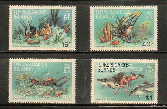 Тёркс и Кайкос-1981(Мих.549-552) , **  ,  Морская  Фауна ,  Дайвинг(полная серия)