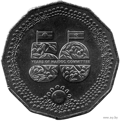 СОДРУЖЕСТВО АВСТРАЛИИ. 50 ЦЕНТОВ 2024. КАРЛ III. 50 лет Национальному комитету по празднованию Дня аборигенов и островитян