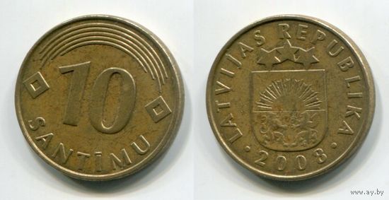 Латвия. 10 сантимов (2008)
