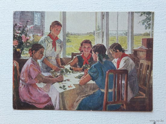 Сергеева пионеры живопись  10х15 см
