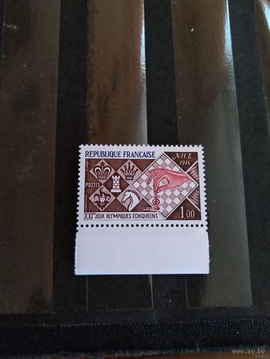 1974 Франция олимпиада по шахматам спорт чистая клей MNH** выпускалась одиночкой (2-11)