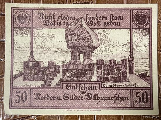 Нотгельд 50 пфеннигов 1921 год. Нордер и Зюдер-Дитмаршен. Веймарская республика