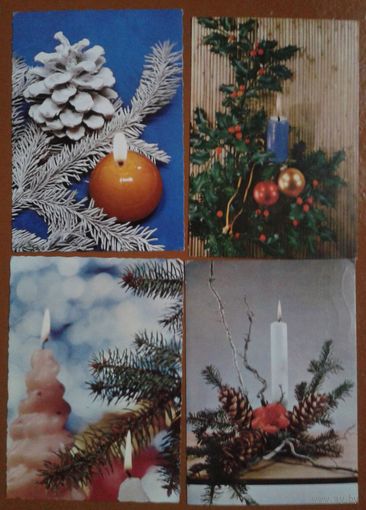 С Новым Годом серии "Свечи". Венгрия. 1970-е. 4 штуки.