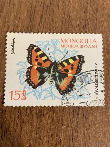 Монголия 1963. Бабочки. Aglais urticate. Марка из серии