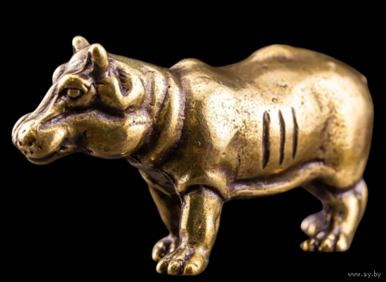 Статуэтка миниатюра Бегемот Латунь