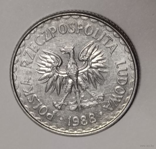Польша 1 злотый, 1988