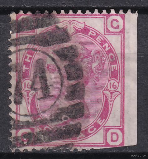 58.Br. Великобритания. Виктория. Стандарт. 3P. 1875 г. Mi.#41. Plate 16.