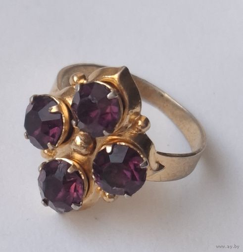 Кольцо,  аметистовые кристаллы. Перстень. 70-е, СССР