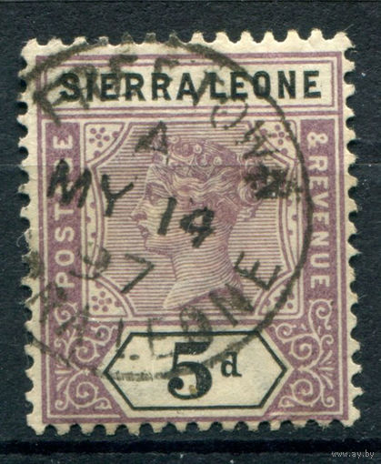 Британские колонии - Сьерра-Леоне - 1896/97г. - королева Виктория, 5 P - 1 марка - гашёная [Mi 31]. #4-B5-130-A-2