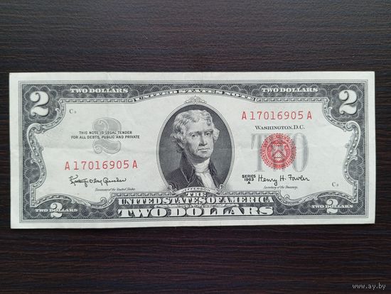 США 2 $ 1963 A год красная печать
