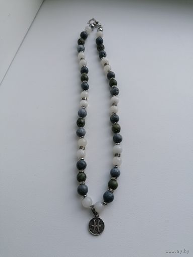 Бусы, коралл, натуральный камень, подвеска серебро