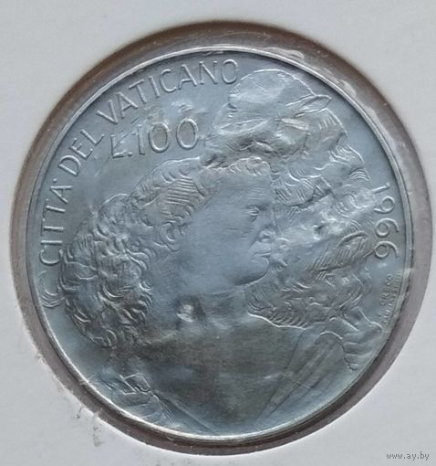 Ватикан 100 лир 1966 г. В холдере