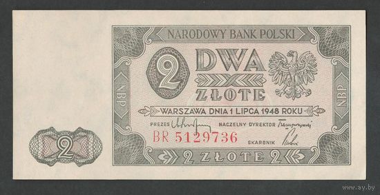 Польша 2 злотых 1948 года. Тип P-134(2). Состояние UNC