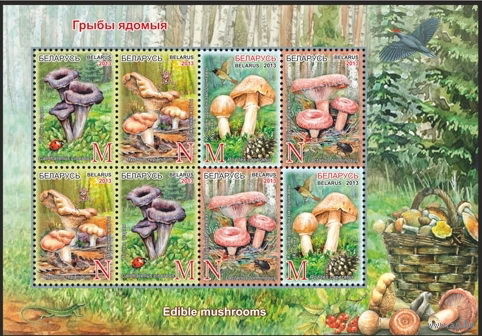 2013г Беларусь MNH Малый лист "Грибы съедобные"