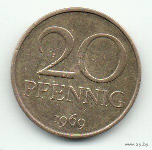 ГЕРМАНСКАЯ ДЕМОКРАТИЧЕСКАЯ РЕСПУБЛИКА. 20 ПФЕННИГОВ 1969