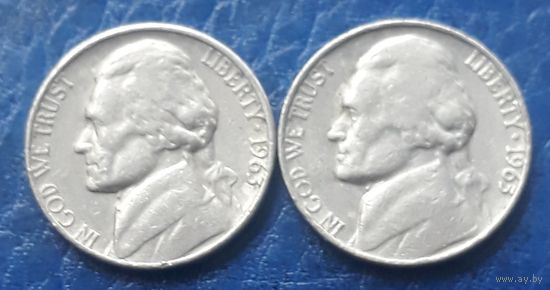 5 центов  1963 Р & D США Джеферсон 2 монеты