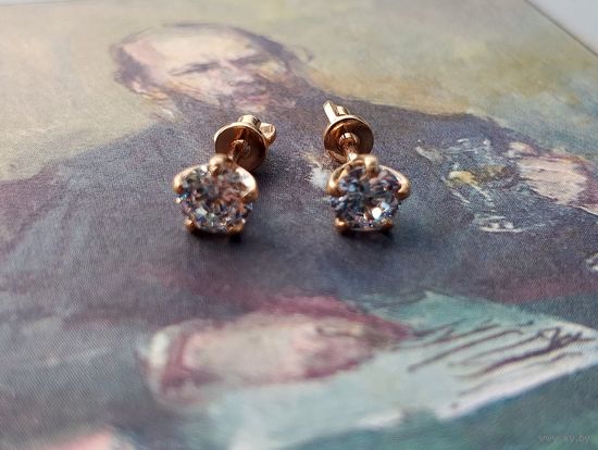 Серьги гвоздики позолота