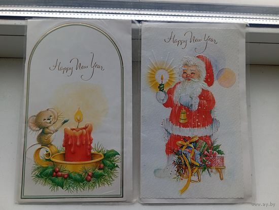 Открытки TEZ С новым годом Happy new year забракованные с тиснением