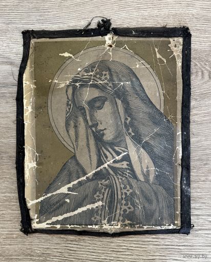 Старинная литография Божией Матери скорбящая