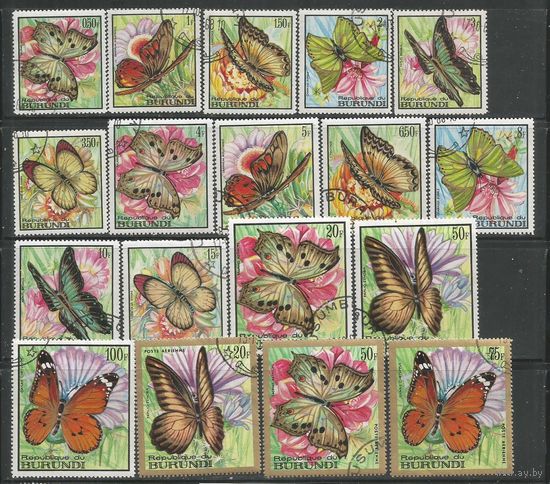 Бурунди. Бабочки Африки. 1968г. Mi#411-26,А432-34.