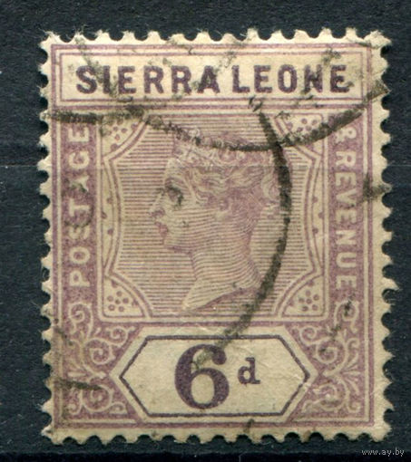 Британские колонии - Сьерра-Леоне - 1896/97г. - королева Виктория, 6 P - 1 марка - гашёная [Mi 32]. #4-B5-130-A-2