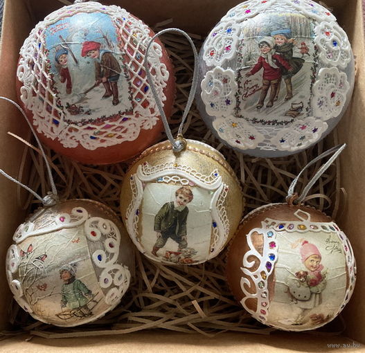 Новогодние елочные игрушки - набор 5 шт