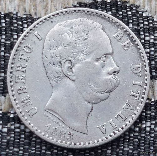 Италия 2 лиры 1883 года. Серебро! Сторгуй за свою цену, предложи обмен! Y70