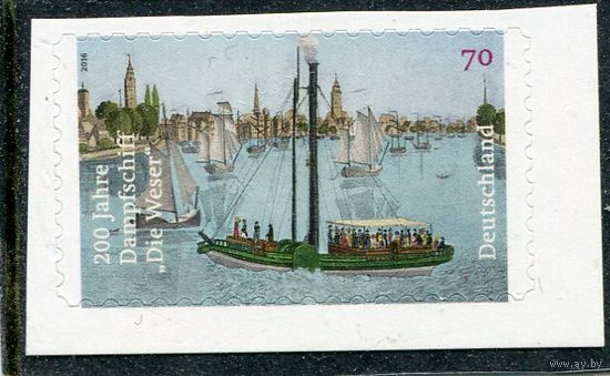 Германия. 200 лет пароходу Везер (самоклейка)