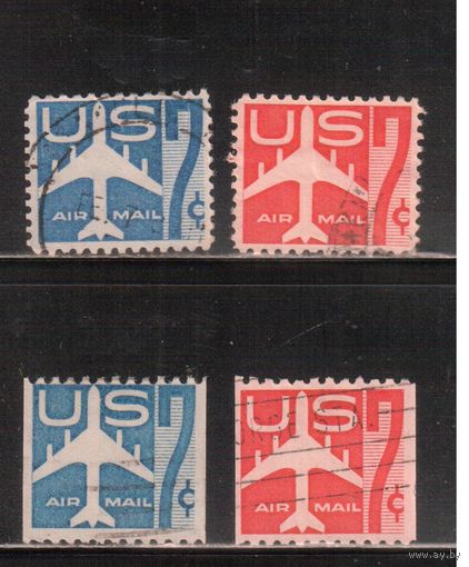 США-1958, (Мих.732-733 А+С), гаш., Стандарт, Авиапочта ,(полная серия) ,2 зубцовки