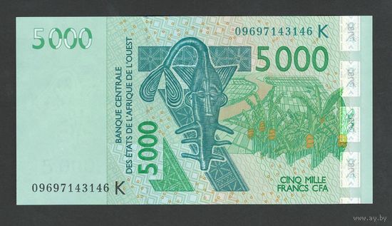 Западно-африканские штаты Сенегал 5000 франков 2003 года. Буква К. Тип Р-717Ka. Состояние UNC!