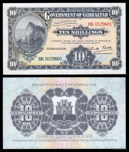 Гибралтар 10 шиллингов образца 2018 года UNC pw41