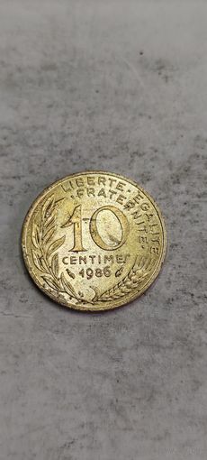 Франция 10 сентим 1986