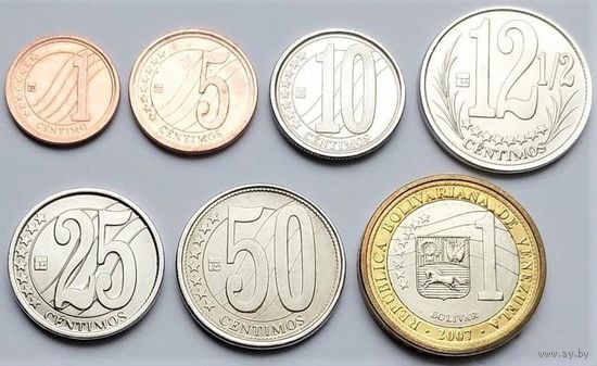 Венесуэла. набор 7 монет 1, 5, 10, 12 1/2, 25, 50 центаво и 1 боливар 2007 года