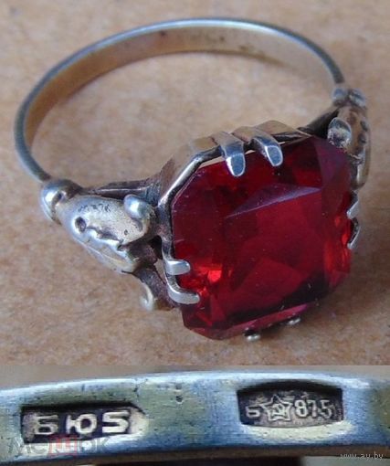 Кольцо 875 пробы со звездой